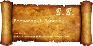 Bocsanszki Benedek névjegykártya